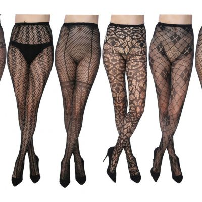 Women Fishnet Lace Stocking Tights Pantyhose Regular & Plus Sizes 1011 (6-Pairs)